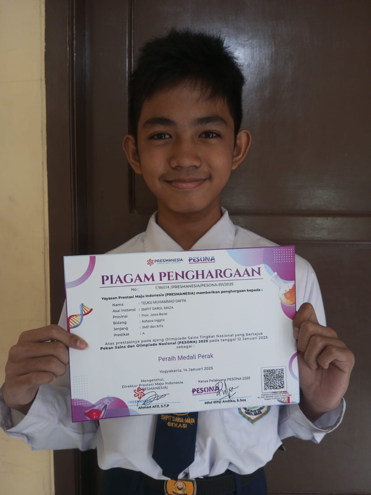 Pekan Sains dan Olimpiade Nasional (PESONA) 2025 Peraih Medali Perak