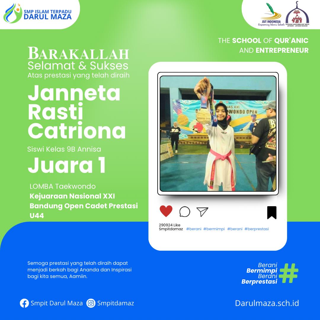 Lomba Taekwondo Kejuaraan Nasional XXI Bandung Open Cadet Prestasi U44 Juara 1